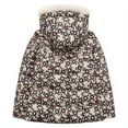 thumbnail image 2 of Girls Pink Black Print Fake Faux Fur Hood Padding Jacket 6/7, 2 of 2