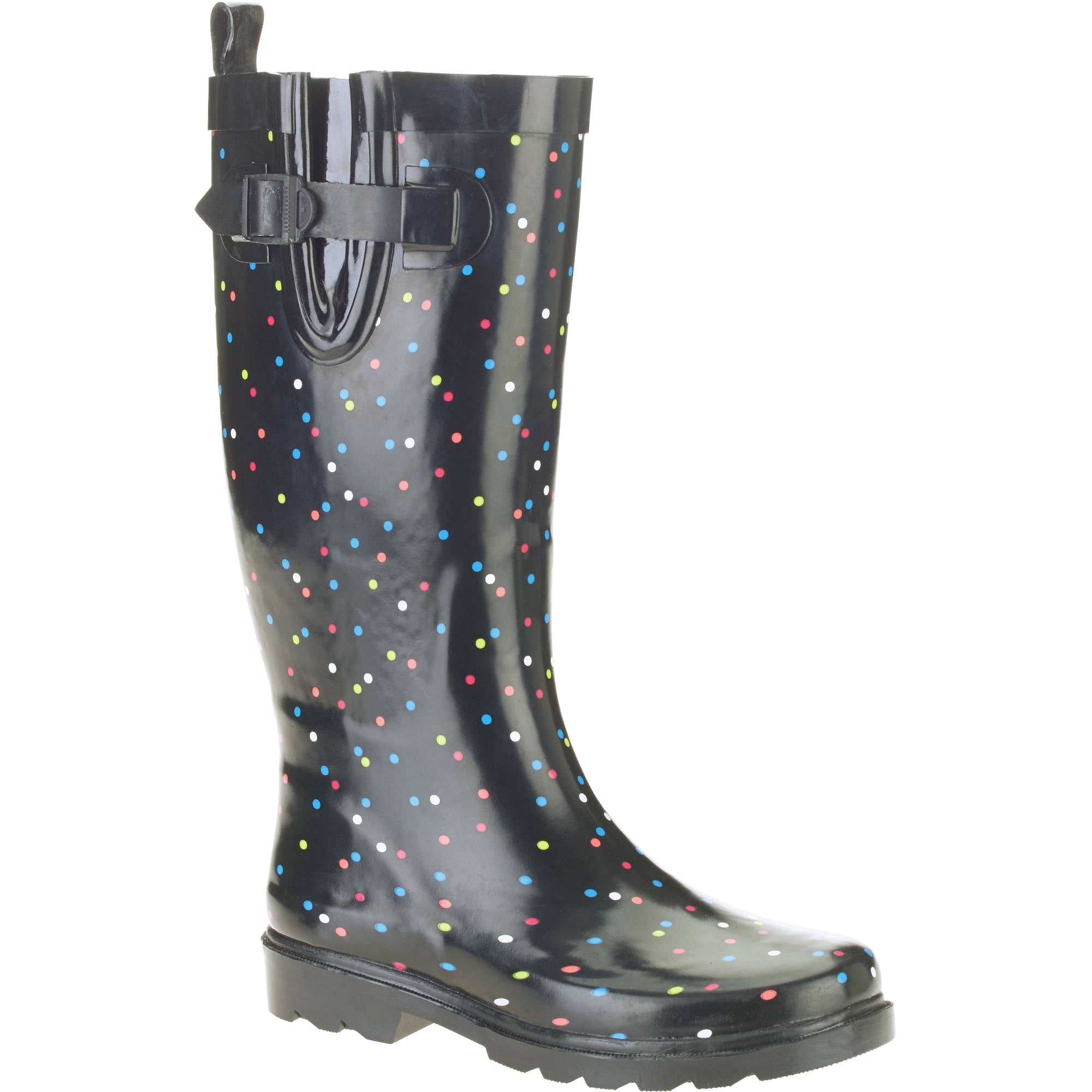 Polka Dot Print Tall Rubber Rain Boots 