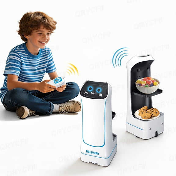 Food Delivery Robot for Kids - Remote Robot Toys with Lights Sound for Ages 3-12 & Adults Transport Interaction Christmas Birthday Gifts