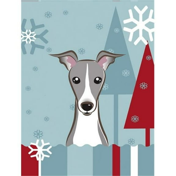 Winter Holiday Italian Greyhound Flag Canvas House Size