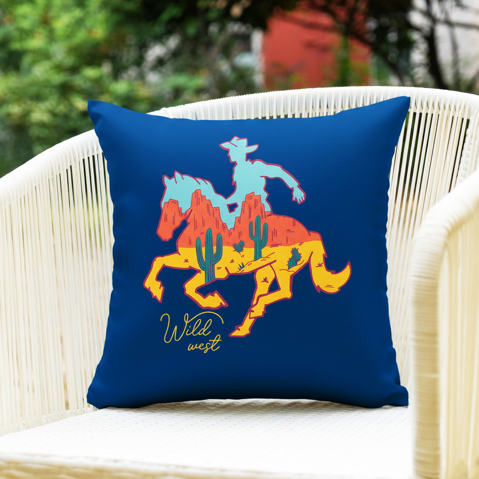 Mainstays 16 in x 16 in Texas Desert Outdoor Pillow, Royal