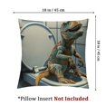 thumbnail image 4 of nygtbtfer Square Pillow Covers with Zipper Funny Dino Using a Toliet Shabby Cool Style Green Velvet Decorative Washable Sofa Outdoor Office Throw Pillow White, 4 of 7