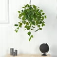 thumbnail image 3 of Nearly Natural Plastic 2.5' Green Philodendron Artificial Plant in Hanging Basket, 3 of 4