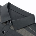 thumbnail image 6 of Mens Polo Shirts Color Blocked Striped Lapel Pocket Casual Loose Short Sleeve Golf Shirts, 6 of 9