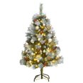 thumbnail image 1 of Árbol de Navidad artificial con bisagras VidaXL, verde y blanco, 1,2 m, con LED, 1 of 8