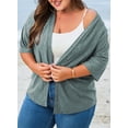 thumbnail image 4 of DOKOTOO Plus Size Cardigan for Women Summer Half Sleeve Open Front Lightweight Draped Cardigans Green 5X, 4 of 11