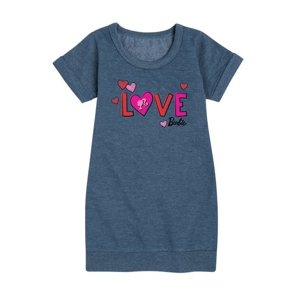 Barbie - Patterned Love - Toddler And Youth Girls Fleece Dress