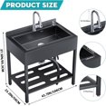 thumbnail image 2 of Esheno Stainless Steel Freestanding Utility Sink Cold Hot Faucet Hoses Drain Kit For Backyard Bathroom Black 41.7in, 2 of 8