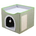 thumbnail image 1 of Large Cat Bed with Ball Hanging and Scratch Pad Foldable Cat Beds,A, 1 of 5