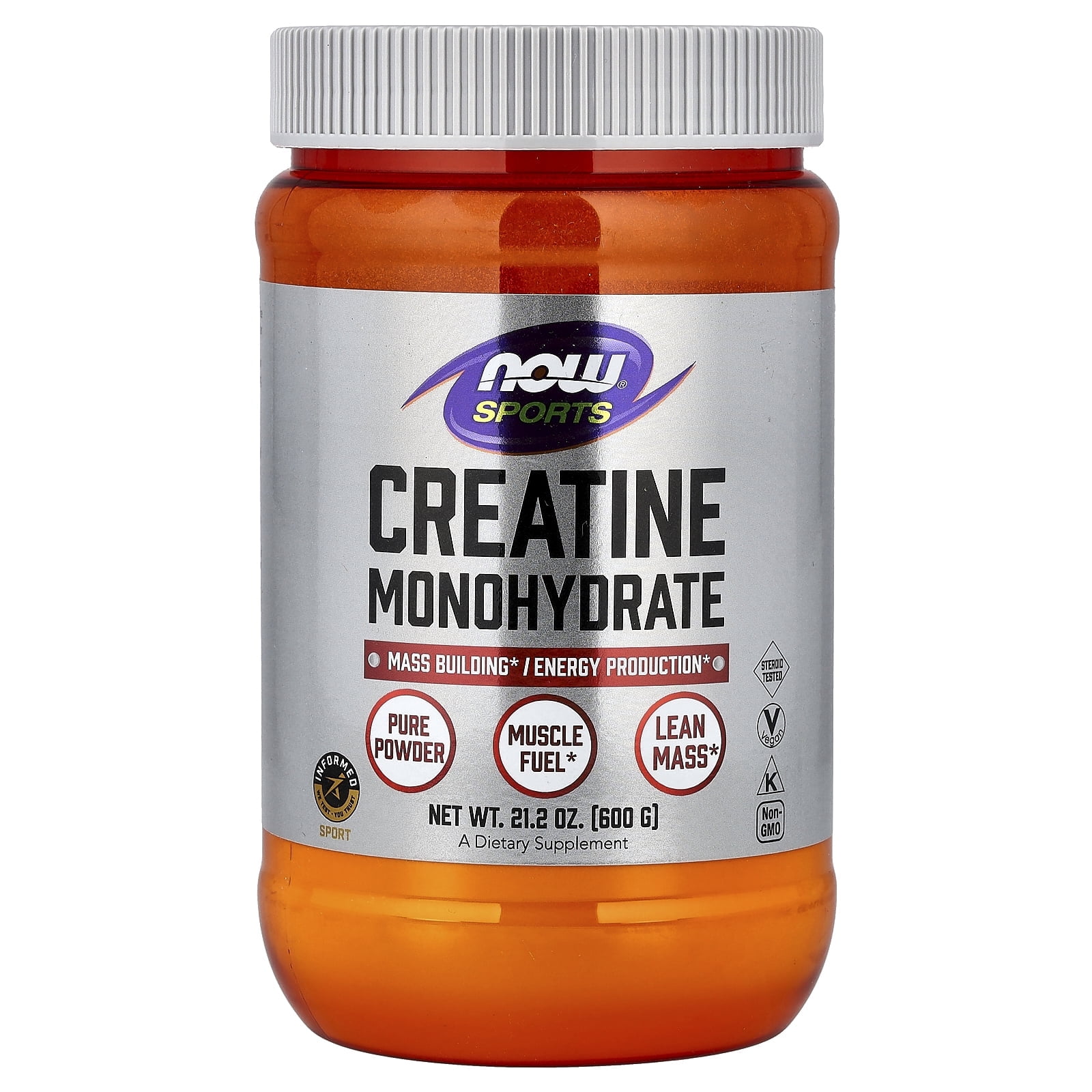 NOW Sports Nutrition, Creatine Monohydrate Powder, Mass Building*/Energy Production*, 21.2-Ounce