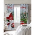 thumbnail image 2 of Christmas Blackout Curtains 45 Inches Long, Kitchen Black Out Window Treatments, Snowman Red Truck Cardinal Barn Pine Tree Thermal Insulated Lined Drapes for Small Window with Grommet 42"x45", 2 of 8
