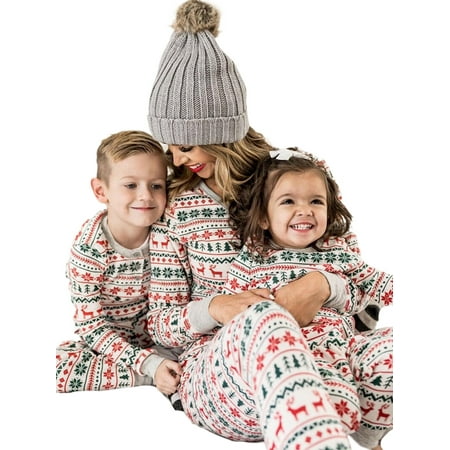 

AMILIEe Family Matching Christmas Pajamas Set Long Sleeve Xmas Nightwear Sleepsuit Loungewear