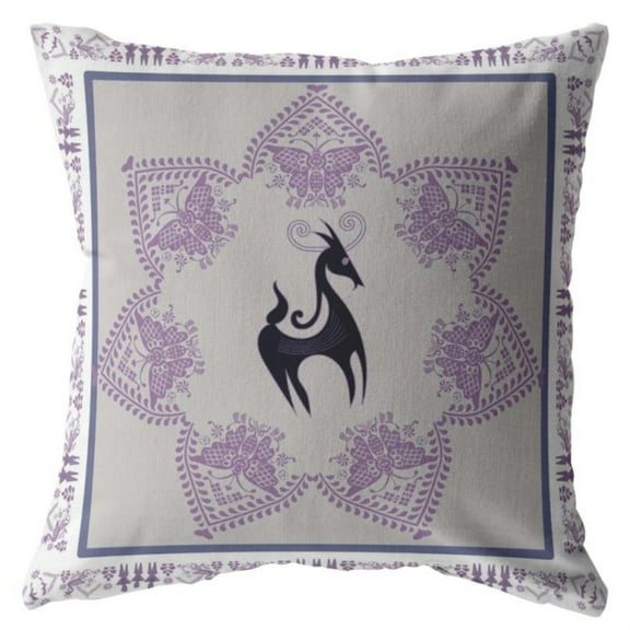 Amrita Sen Suede Zippered Pillow With Black on Gray Finish CAIPL51FSDS18X18