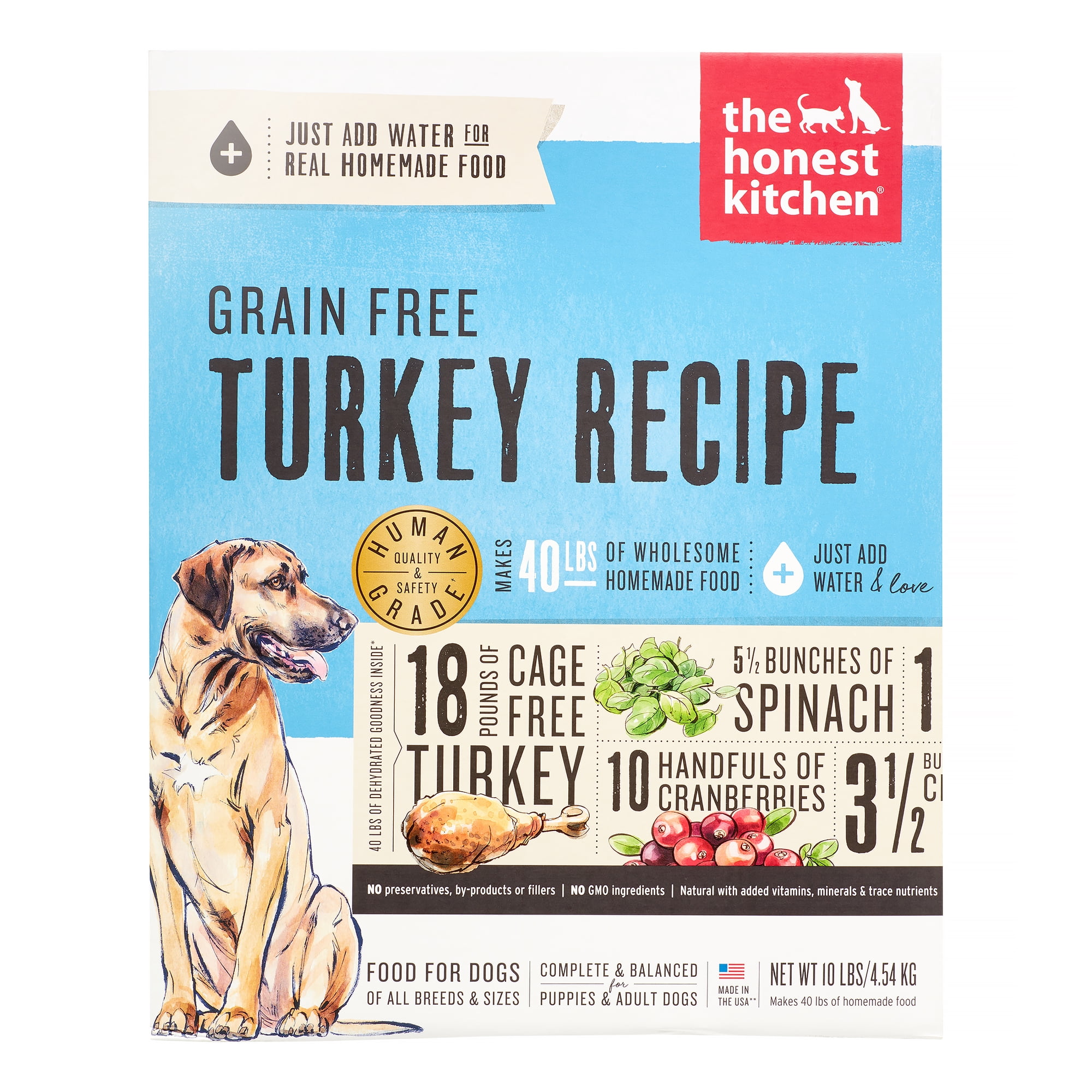 The Honest Kitchen Embark: Natural Human Grade Dehydrated Dog Food, Grain Free Turkey, 10 lbs (Makes 40 lbs)