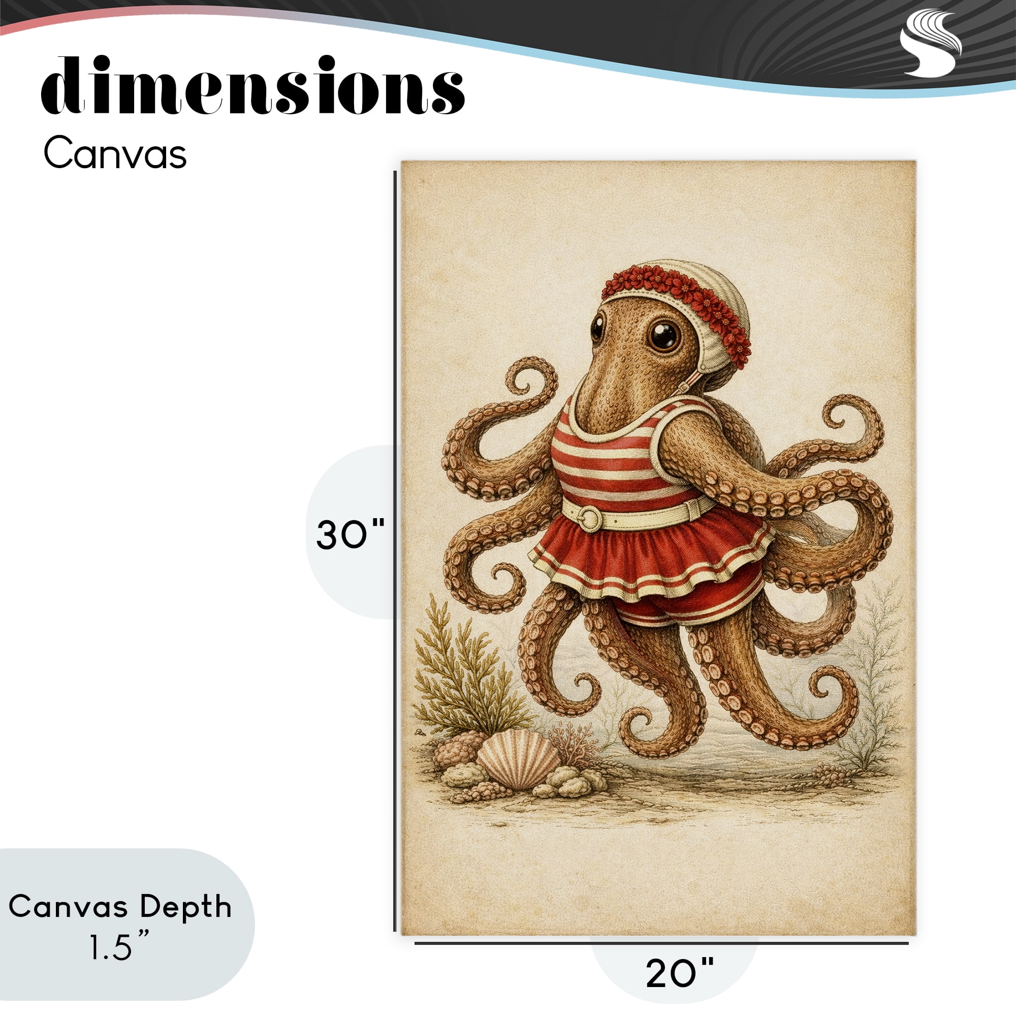 Stupell Industries Octopus of Maritime Bathing Society Canvas Wall Art, design by Grotto Studios