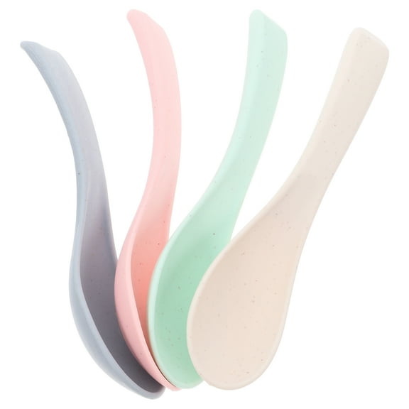 PAMINGONO 4pcs Beige Spoons For Toddlers Drinking Soup Serving Spoons Set