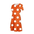 thumbnail image 5 of Sakmal Dresses for Women 2024 Casual Spring Long Crew Neck Orange Polka Dot Short Sleeve Loose Fit Tiered with Pocket Sundress, 5 of 6