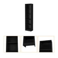 thumbnail image 2 of Fm Furniture Sutton Slim Bookcase with Modern 5-Shelf Design, Black, 2 of 7
