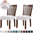 thumbnail image 2 of Dining Chair Seat Cover Stretch Spandex Chair Seat Covers Chair Seat Cushion Slipcovers for Dining Room Kitchen Chairs Removable Washable Chair Seat Covers - Set of 2, Off White, 2 of 8