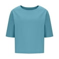 thumbnail image 4 of Vestidos Casuales Para Mujer, Blusas De Mujer De Moda Blusas casuales lisas para mujer, blusa de verano de moda con cuello redondo y mangas 3/4, 4 of 6