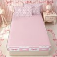 thumbnail image 4 of Erosebridal Preppy Checkerboard Bow Zipper Queen Comforter Set with Fitted Sheet and 2 Pillowcases,Sweet Heart Motif Zipper Bedding Set,Pink White,4 Pieces,Pink Reversible, 4 of 6