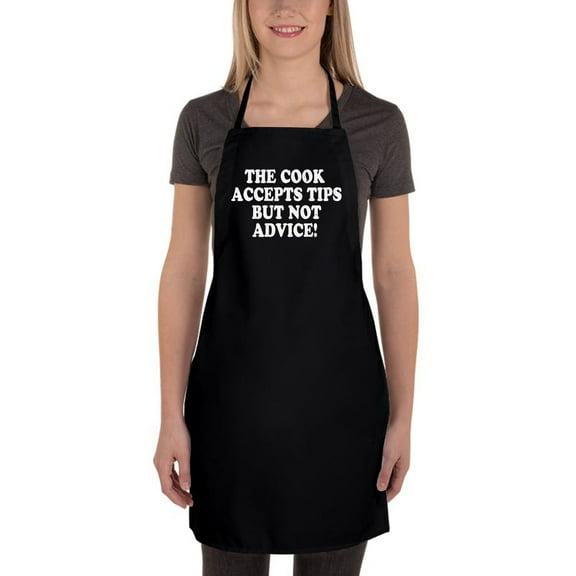 Awkward Styles Adjustable Unisex Bib Apron for Cooking - The Cook Accepts Tips, But Not Advice - Funny Design Apron