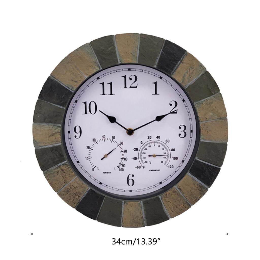 Wall Clock with Temperature and Humidity Waterpoof Silent Clock for Kitchen Home