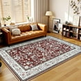 thumbnail image 4 of Wellber Soft Rugs Retro Area Rug Vintage Carpet for Living Room Bedroom Office Home Decor,5'x8',Red, 4 of 7