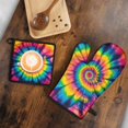 thumbnail image 5 of Colorful Rainbow Tie Dye Spiral Pattern Kitchen Oven Mitt and Pot Holder Sets 4 Pcs for Baking, Cooking and Grilling, Heat Resistant Up To 392 °F, 5 of 7