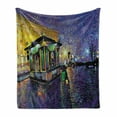 thumbnail image 1 of Impressionist Soft Flannel Fleece Throw Blanket, Creative Artwork of Kyiv City Night with Small Store Colorful Graphic, Cozy Plush for Indoor and Outdoor Use, 70" x 90", Multicolor, by Ambesonne, 1 of 6