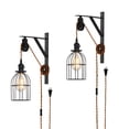 thumbnail image 1 of Applique Murale Rustique Rustique Industrielle Support de Lampe à Poulies, Suspension de Ferme Réglable Suspendue avec Cordon de Branchement - Applique Murale Rétro pour Salon Intérieur Restaurant (2-Pack), 1 of 3