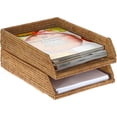 thumbnail image 2 of Kouboo La Jolla Stackable Letter Tray For Papers, Magazines, Holder File Tray Organizer For Desk Magazine Office Paper Organizer and Storage, Honey Brown, 2 of 3