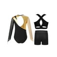 thumbnail image 2 of TTAO Girls' Ballet Gymnastics Leotards 3PCS Dance Bodysuit Athletic Biketard Active Set Dancewear Gold 6, 2 of 5