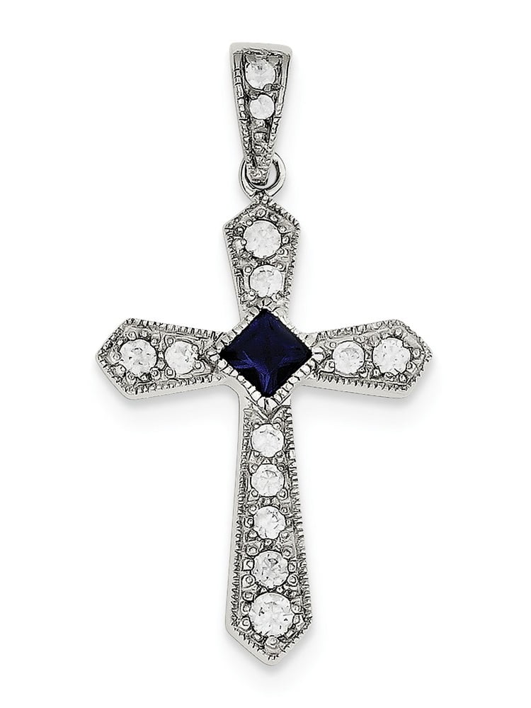 45mm x 21mm Mia Diamonds 10k Solid Yellow Gold with Rhodium Plating Diamond-Cut Crucifix Pendant