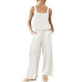 thumbnail image 1 of Lucakuins - Conjunto de pantalones de pierna ancha con banda elástica para mujer, 2 piezas, color sólido Lucakuins moda, 1 of 9