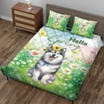 thumbnail image 3 of Alaskan Malamute Hello Spring Time Flower Floral Nature Quilt Bedding Set Alaska Mal Dog Lovers Gifts 1 Blanket Bed Cover 2 Pillowcases - 02031, 3 of 5