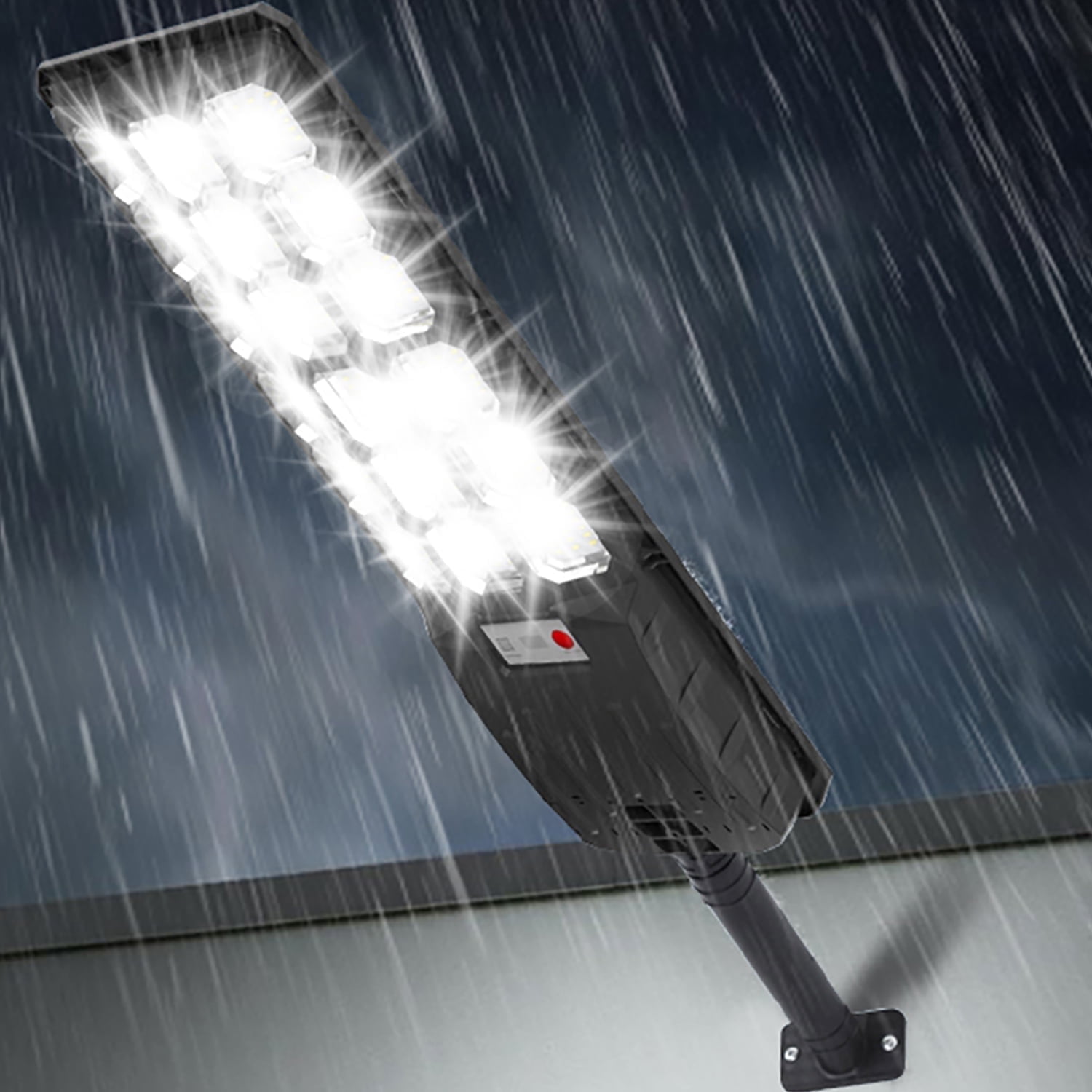 Solar Street Lights Metal Pole, 28000LM  Super Bright Solar Street Lights Outdoor, Motion Sensor Outdoor Street Lights, Waterproof Solar Flood Lights for Garden Area Lighting Yard, Dusk to Dawn