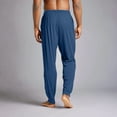 thumbnail image 5 of Domuza Pajama Pants for Men Lightweight Stretch Drawstring Casual Soft Jogger Pj Pants Loose Comfy Lounge Sleepwear with Pockets Dark Blue 3XL, 5 of 9