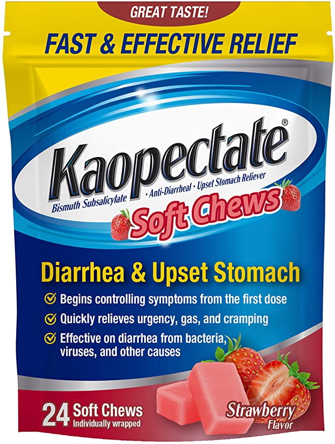 Kaopectate Soft Chews, Bismuth Subsalicylate, Anti-Diarrheal and Upset Stomach Reliever, 24 Ct