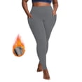 thumbnail image 2 of ManxiVoo Plus Size Thermal Fleece Lined High Waist Leggings with Convenient Pockets for Winter Workouts and Yoga Practice XL Size Grey, 2 of 7
