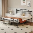thumbnail image 3 of Queen Size Metal Platform Bed Frame with Victorian Style Wrought Iron-Art Headboard and Footboard,Mattress Foundation,Under Bed Storage,Noise Free,Easy Assembly,No Box Spring Required,Black, 3 of 9