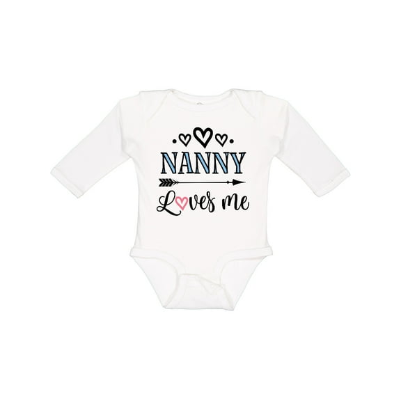 Inktastic Nanny Loves Me Grandchild Gift Girls Long Sleeve Baby Bodysuit