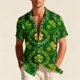 thumbnail image 2 of BVOFAR Mens St. Patrick's Day Hawaiian Shirt Shamrock Printed Bowling Shirts Short Sleeve Button Down Beach T-Shirt Vacation Holiday Tops Green M, 2 of 9