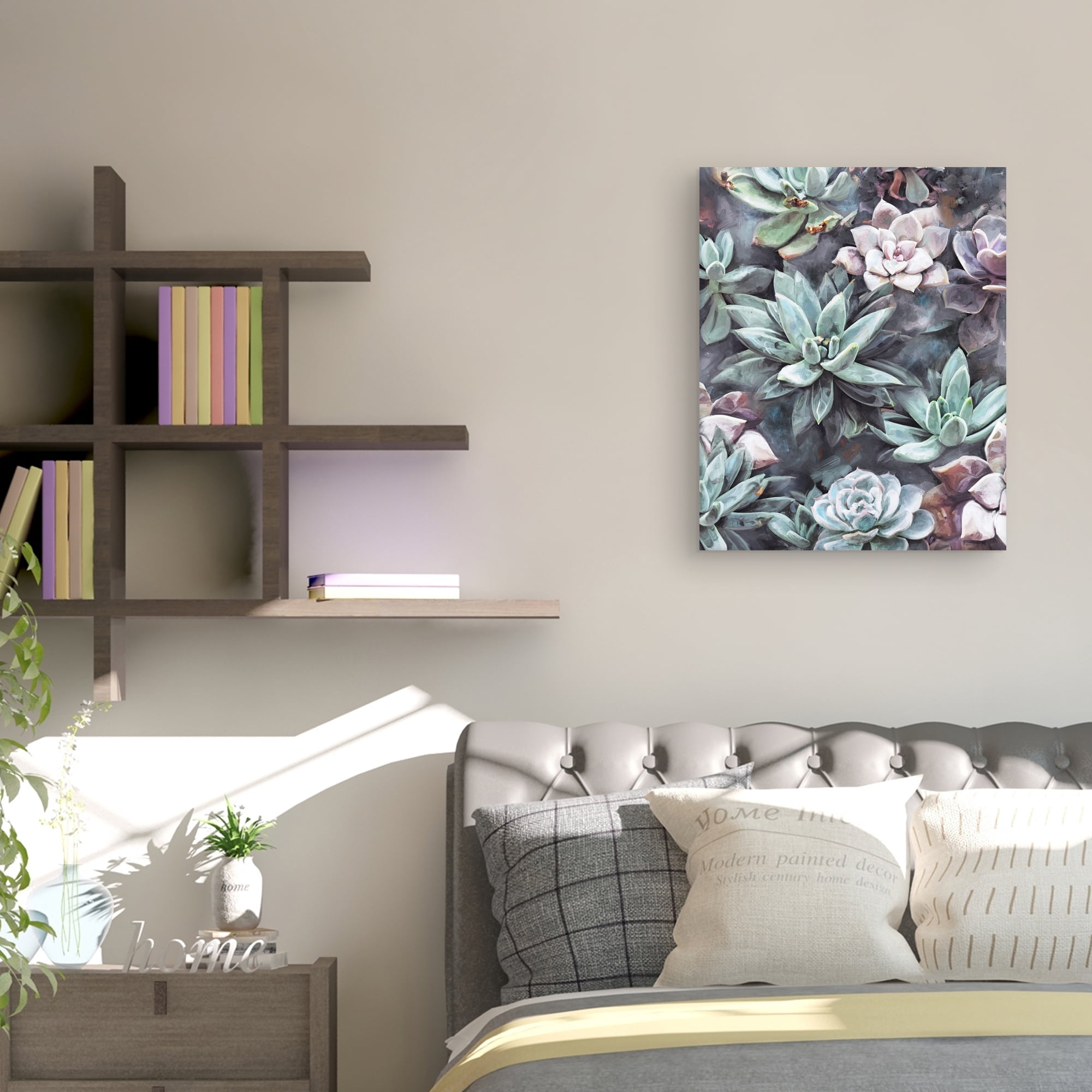 Succulents on Gray by Studio Arts Canvas Art Print