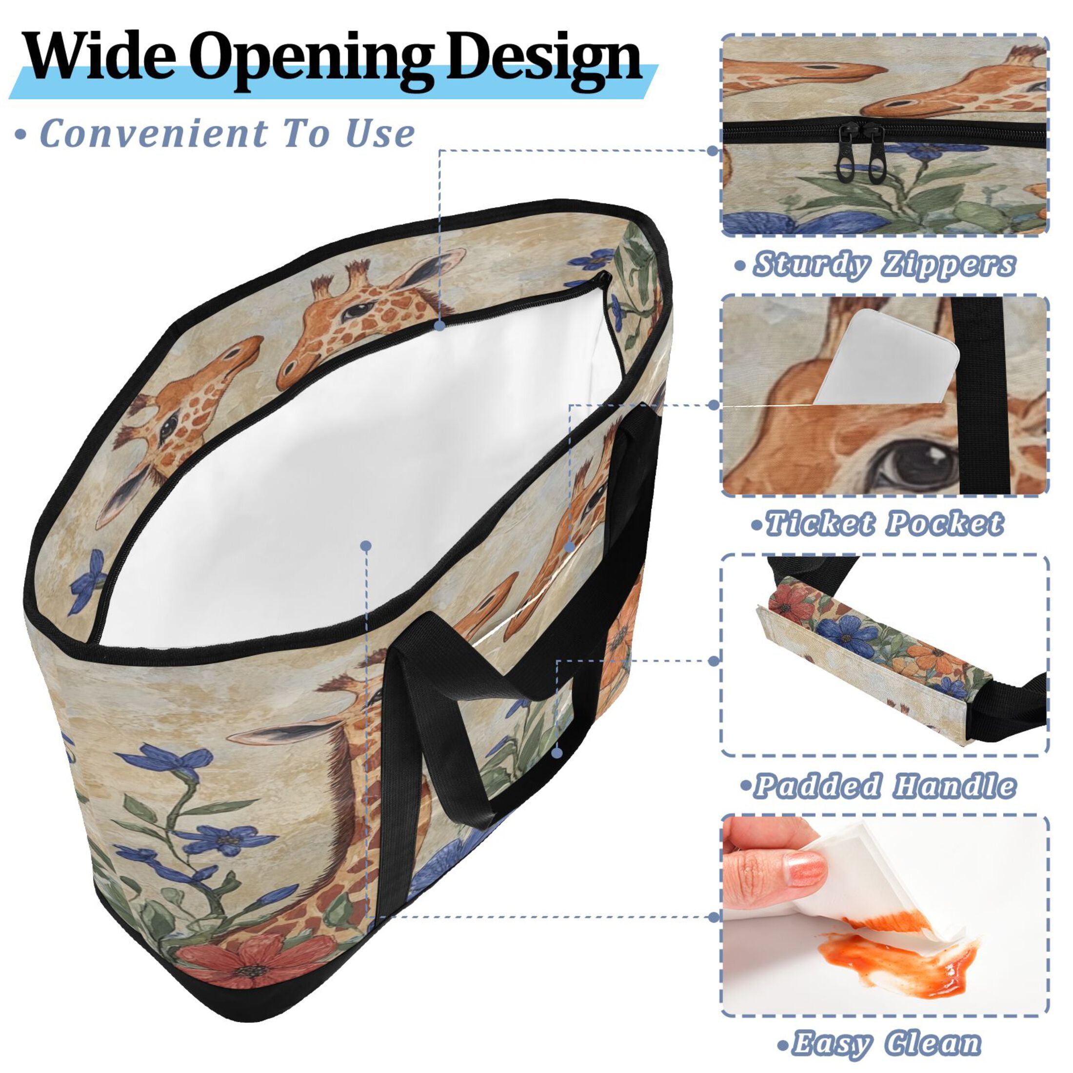 Large Hand-held Ice Pack Picnic Bag Insulation and Refrigeration Suitable for Shopping Picnics and Camping Two Giraffes