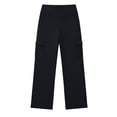 thumbnail image 7 of LEAVINGSUO Cargo Pants Women High Waist Yoga Pants Wide Leg Stretchy Work Pants With Pockets Casual Pants For Workout Dark Blue S, 7 of 7