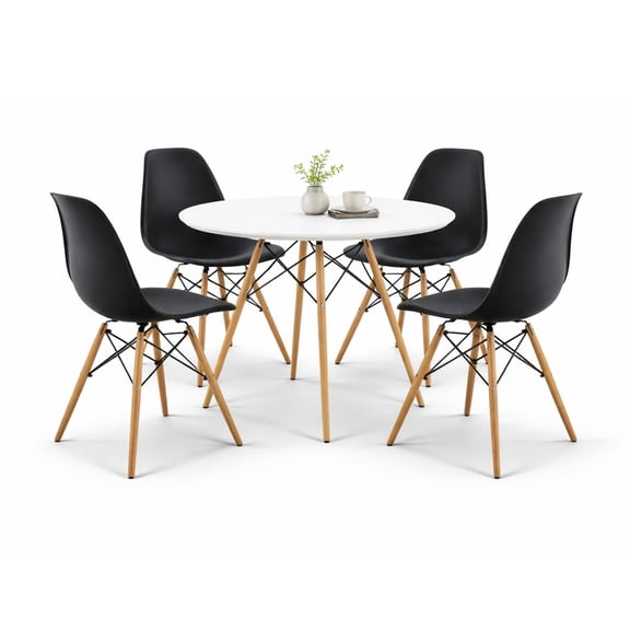 Set de comedor Oslo 80 Mundo In - Mesa blanca y 4 Sillas Eames negras Mundo In Minimalista