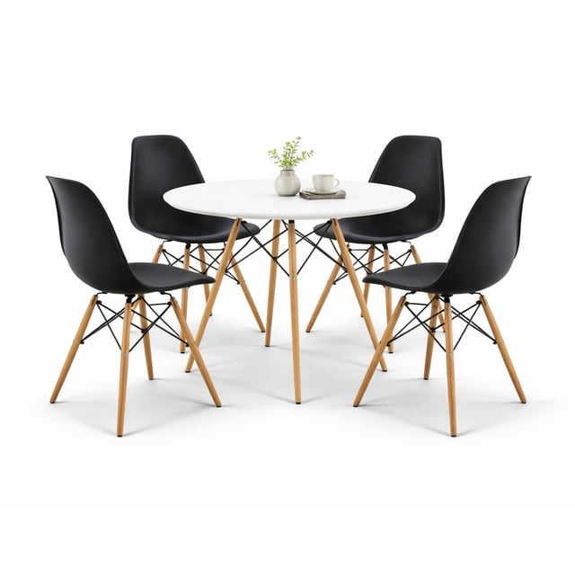 Set de comedor Oslo 80 Mundo In - Mesa blanca y 4 Sillas Eames negras Mundo In Minimalista