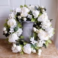 thumbnail image 3 of Travelwant Floral Wreath, Door Wreath, Artificial White Peony Wreath for Front Door , Front Door Decorations Wall Decor, 3 of 8