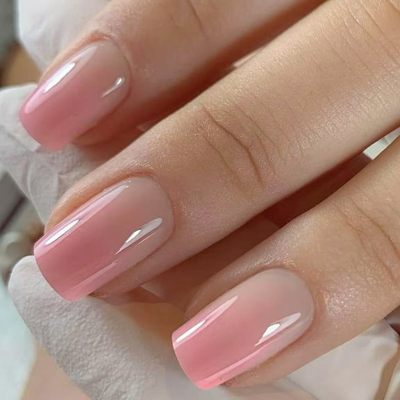 24Pcs Square Glossy Design French Fake Nails Acrylic False Nails,Artificial Nails Glues on Nails Women